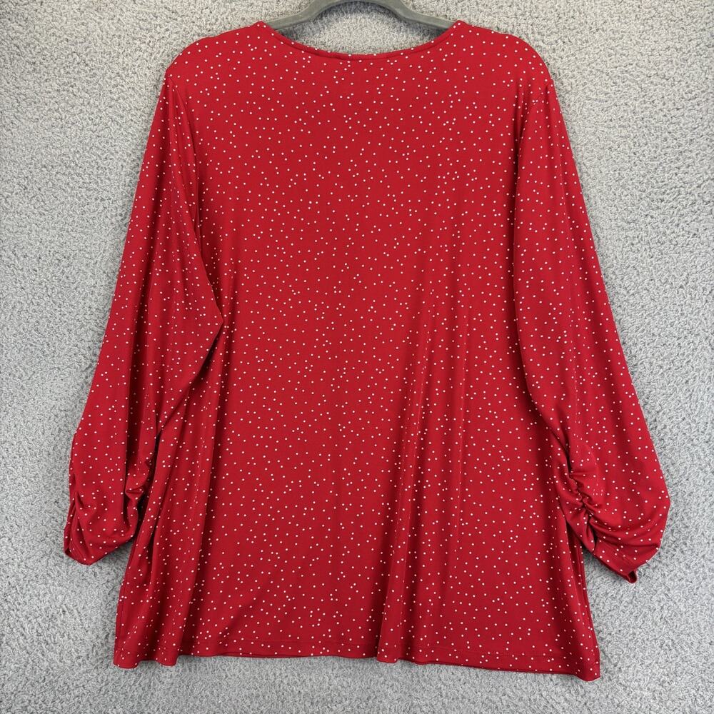 Susan Graver Tunic Top 1X Liquid Knit Polka Dot Career Travel Stretch 3/4 sleeve - Picture 11 of 12